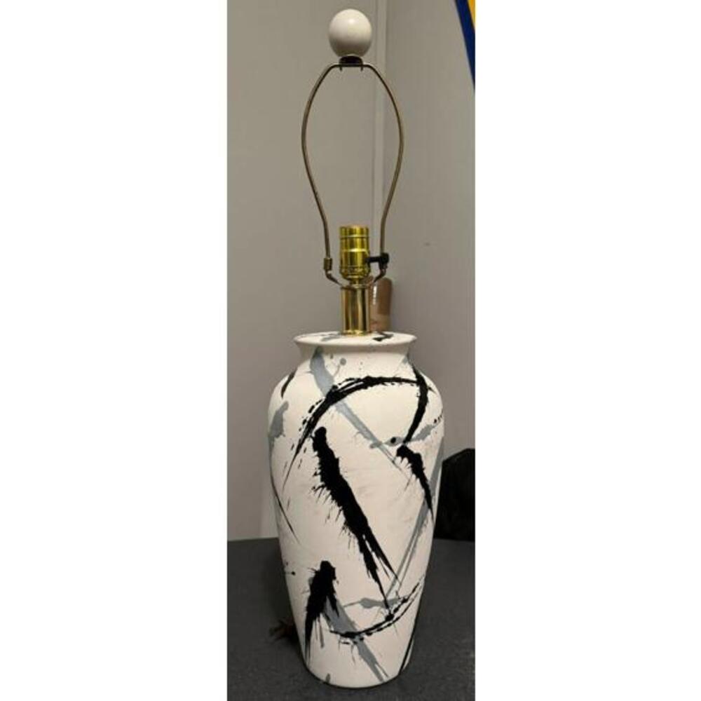 VTG 1980's Jackson Pollock Style Inspired Table Lamp RARE!!